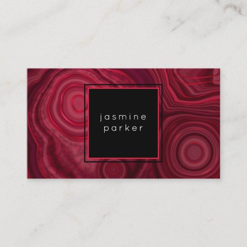 Deep Rose Abstract Agate Marbled Pattern Business Card