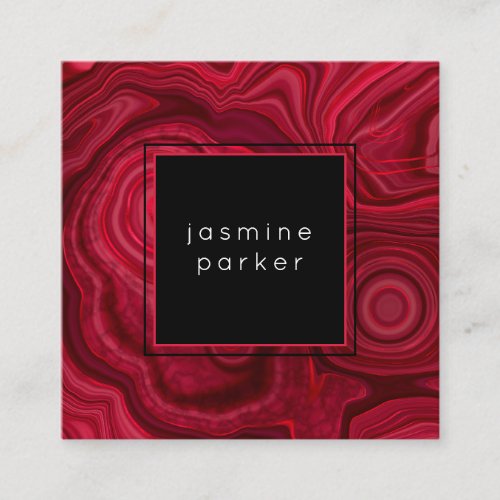 Deep Rose Abstract Agate Marbled Pattern Square Business Card