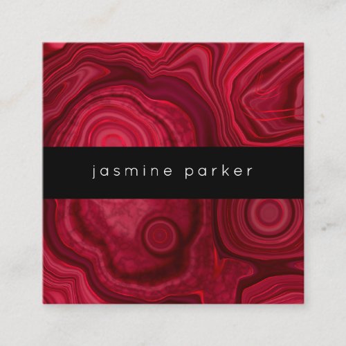 Deep Rose Abstract Agate Marbled Pattern Square Business Card