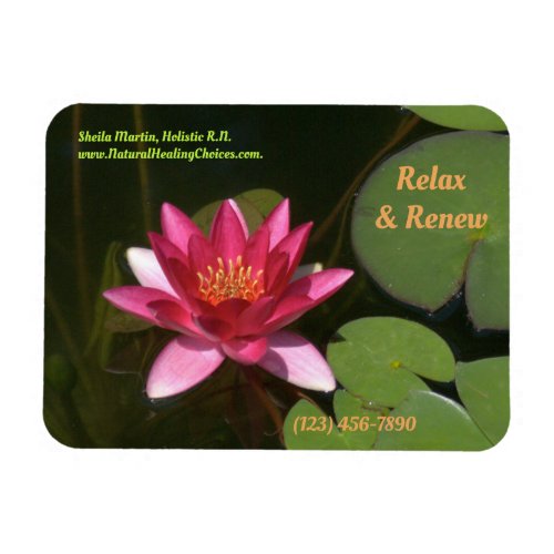 Deep Rose_Colored Water Lily Business Card Magnet