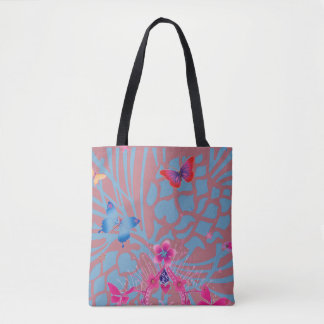Deep Rose Gold Butterfly Kaleidoscope Custom Print Tote Bag