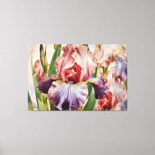  Deep Rose IRIS Irises Vintage Floral TV2 Canvas Print