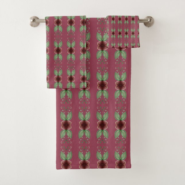 Deep Rose Patterned Towel Set (Insitu)