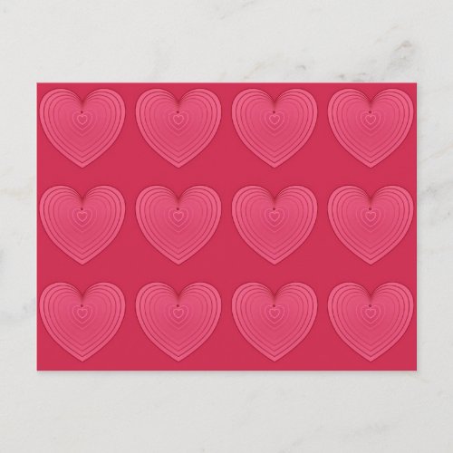 Deep Rose Pink Satin Hearts Postcard