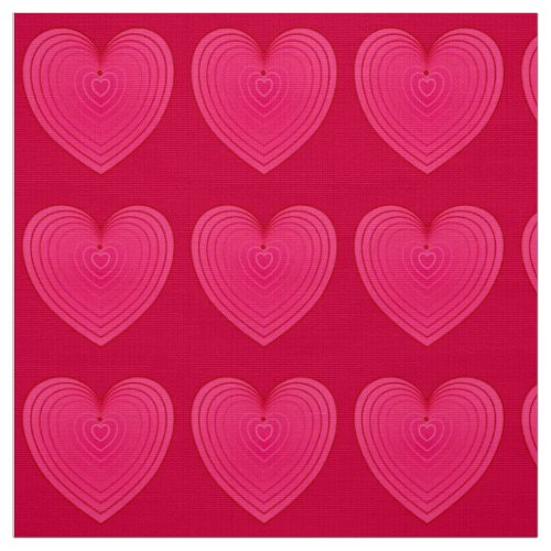 Deep Rose Pink Satin Hearts rose red background Fabric