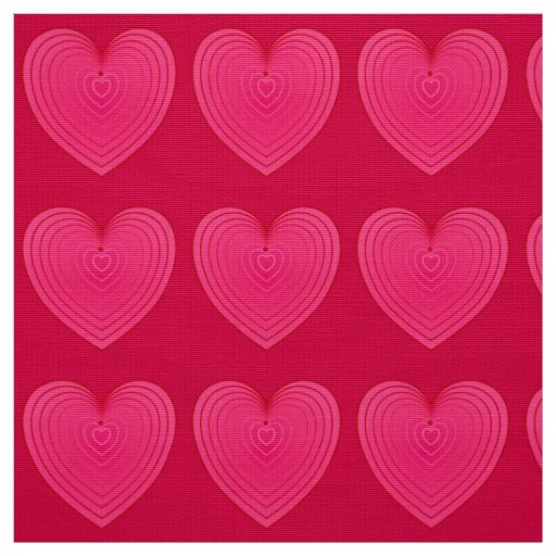 Deep Rose Pink Satin Hearts, rose red background Fabric