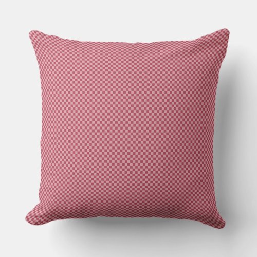 Deep Rose Red Tiny Check Outdoor  Pillow 20x20