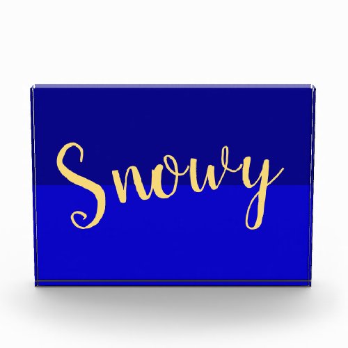 Deep Royal Blue Abstract Winter Sky Snowy Script Photo Block