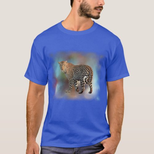 Deep Royal Blue Leopard Modern Elegant Template T_Shirt