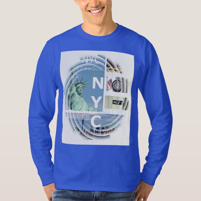 Deep Royal Blue Modern Nyc New York City Brooklyn T-Shirt (Front)