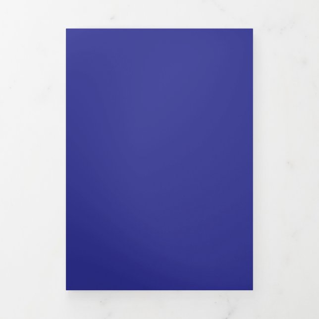 Deep Royal Blue Solid Color Background Tri-Fold Invitation (Cover)