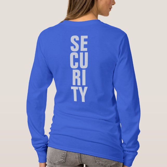 Deep Royal Blue Template Custom Womens Security T-Shirt (Back)