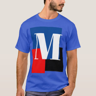 Deep Royal Initial Letter Monogram Modern Stylish T-Shirt