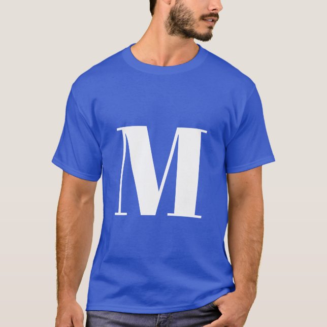 Deep Royal Initial Letter Monogram Modern Stylish T-Shirt (Front)