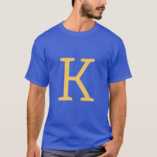 Deep Royal Initial Letter Monogram Modern Stylish T_Shirt