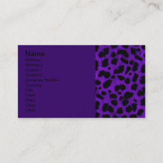 DEEP ROYAL PURPLE BLACK ANIMAL PRINT PATTERN DIGIT BUSINESS CARD