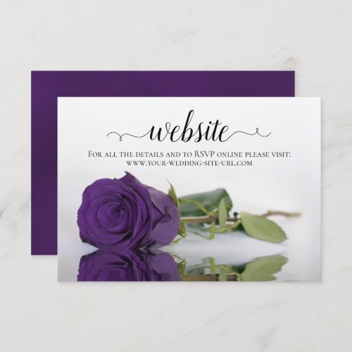 Deep Royal Purple Rose Elegant Wedding Website Enclosure Card