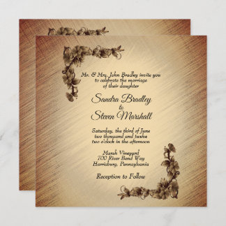 Deep Rustic Flowers Wedding Invitation