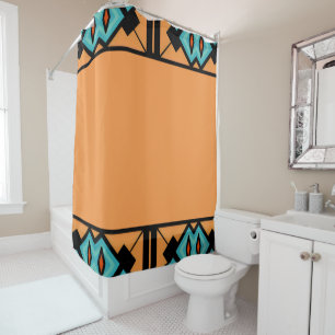 Deep Saffron Bold Pattern Shower Curtain