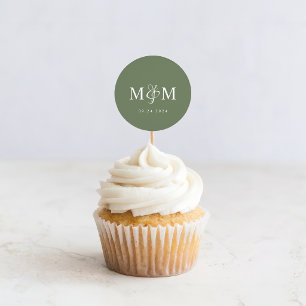 Deep Sage Green Monogram Wedding Envelope Seal