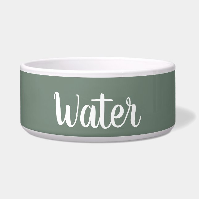 Deep Sage Green Pet Water Bowl (Front)