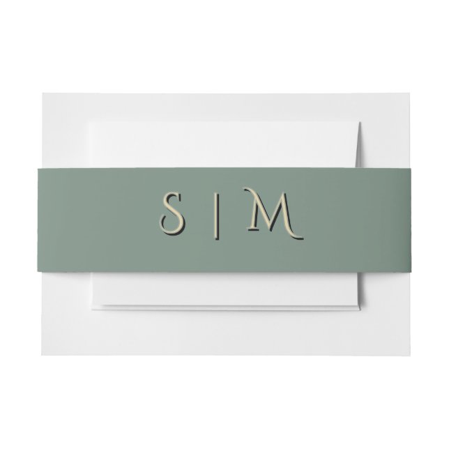 Deep Sage Monogram Wedding Belly Band (Front Example)