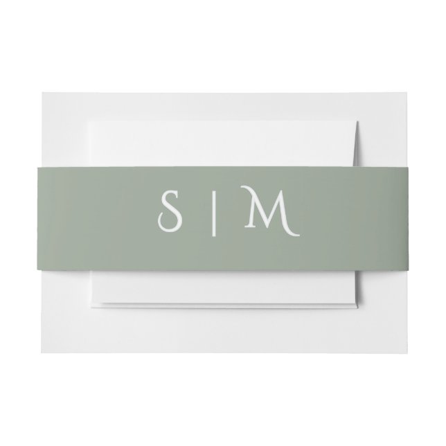 Deep Sage Monogram Wedding Belly Band (Front Example)