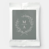 Deep Sage Simple Elegant Monogram Laurel Wreath