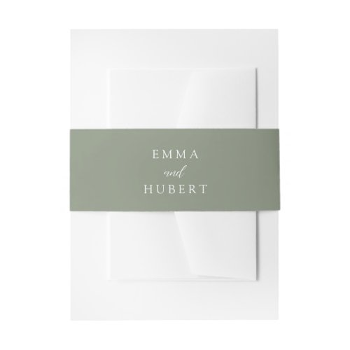 Deep Sage Typographic Modern Elegant Wedding Invitation Belly Band