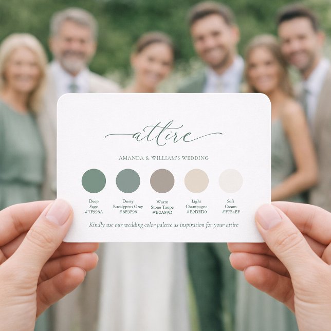 Deep Sage Wedding Attire Color Palette Invitation (Creator Uploaded)