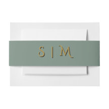 Deep Sage Wedding Belly Band – Gold Initials