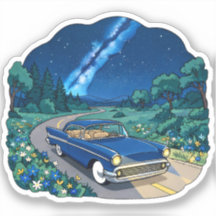 Deep Sapphire Blue Car Under Starry Night