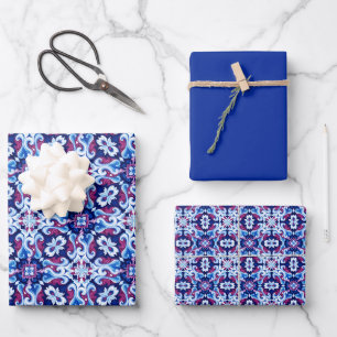 Deep Sapphire, Navy, Powder Blue, Raspberry... Wrapping Paper Sheets