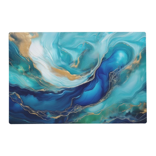 Deep Sea Abstract: Cobalt and Teal  Placemat (Front)