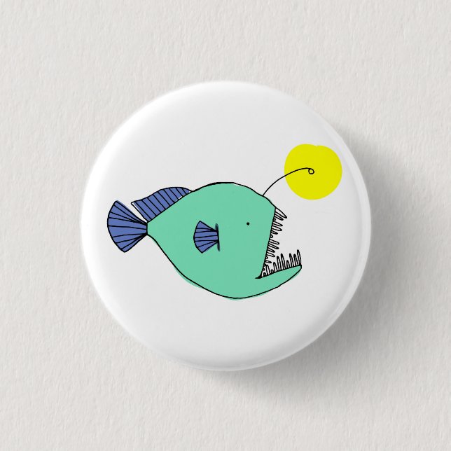 Deep Sea Anglerfish Badge Pinback Button (Front)