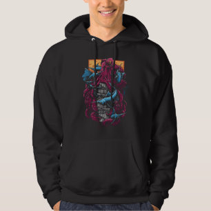 Deep Sea Battle: The Crimson Kraken vs. Blue Marli Hoodie