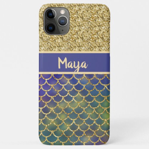 Deep Sea Blue Mermaid Scales Personalized iPhone 11 Pro Max Case