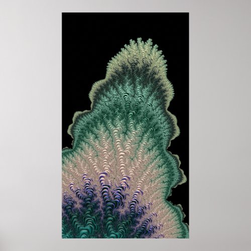 Deep Sea Coral in Teal Fractal Abstract Poster