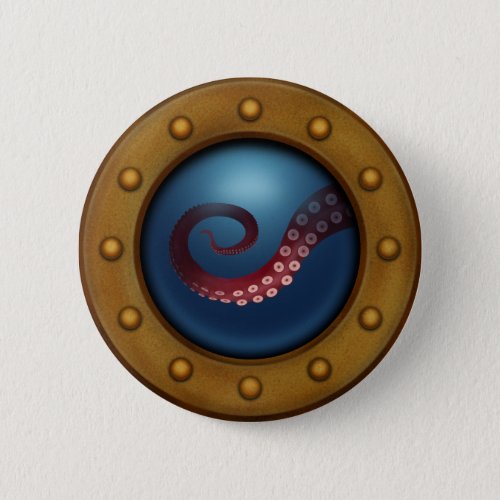 Deep Sea Creature Steampunk Ocean Explorer Octopus Button