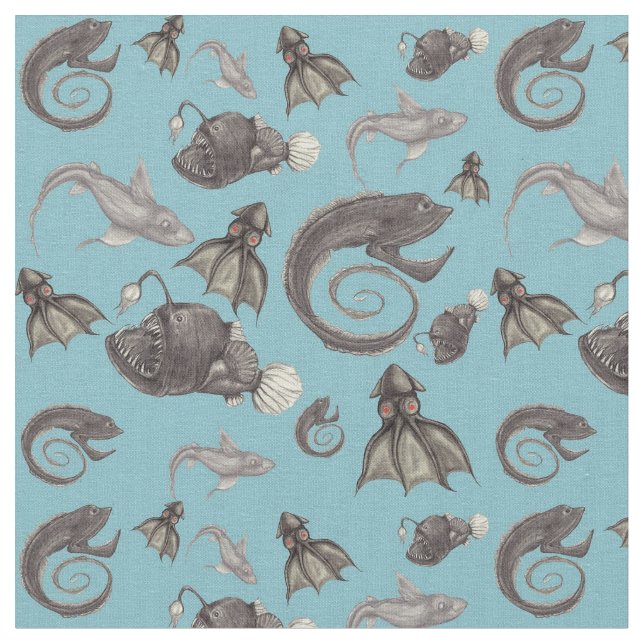 Deep Sea Creatures Fabric (Close Up)