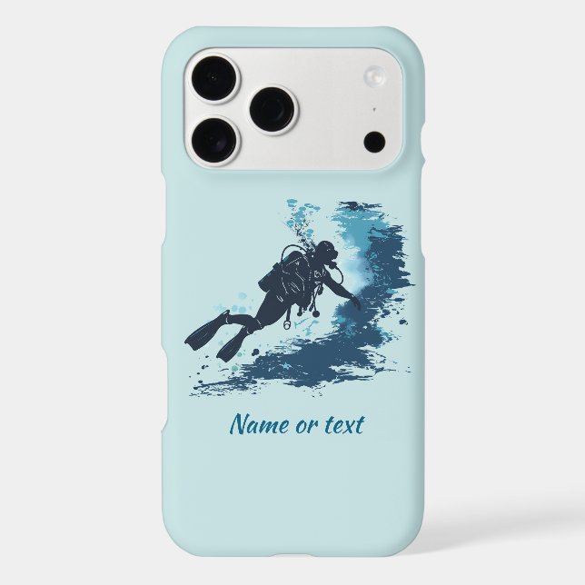 Deep Sea Diver Diving Underwater Custom Name text Case-Mate iPhone Case (Back)