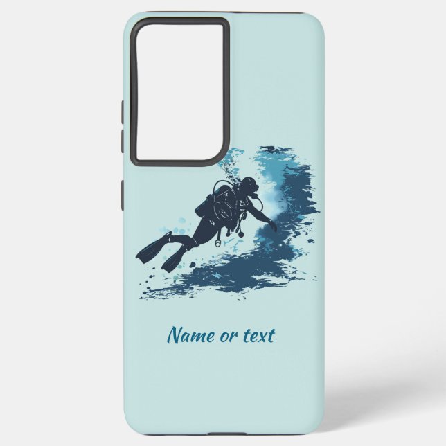 Deep Sea Diver Diving Underwater Custom Name text Samsung Galaxy Case (Back)