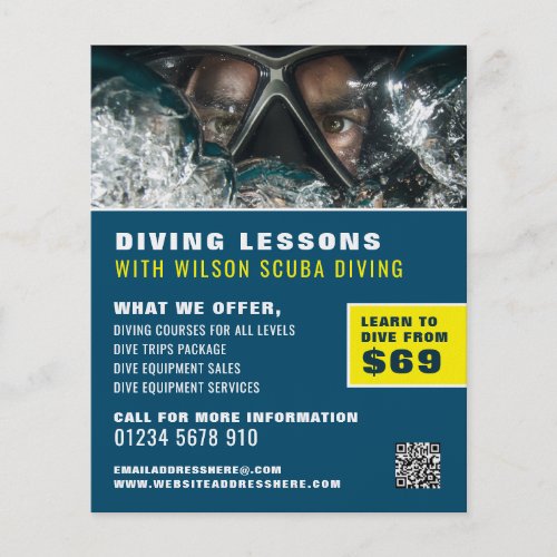 Deep Sea Diver Scuba Diving Lesson Advertising Flyer