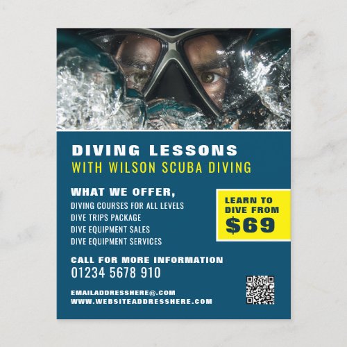 Deep Sea Diver Scuba Diving Lesson Advertising Flyer