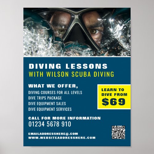 Deep Sea Diver Scuba Diving Lesson Advertising Poster