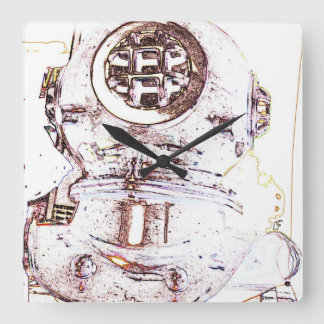 Deep Sea Diver Square Wall Clock