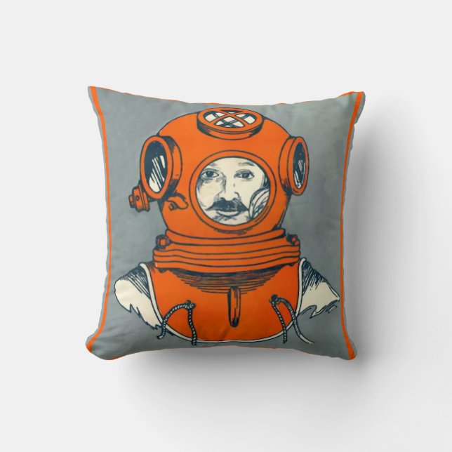 Deep Sea Diver Throw Pillow (Front)