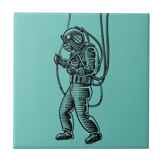 Deep Sea Diver - Vintage Charm Ceramic Tile (Front)