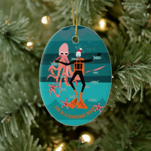 Deep sea divers Christmas Ceramic Ornament