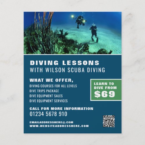 Deep Sea Divers Scuba Diving Lesson Advertising Flyer